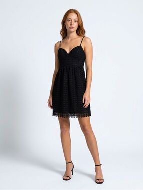 Elegant Black Lace Mini Dress with Spaghetti Straps